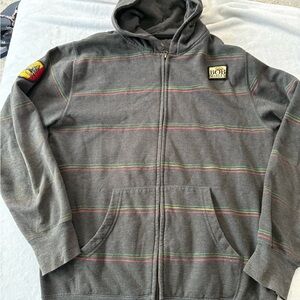 Bob Marley RASTA LION STRIPE Zip Up Hoodie Hooded Sweatshirt Size Medium E84